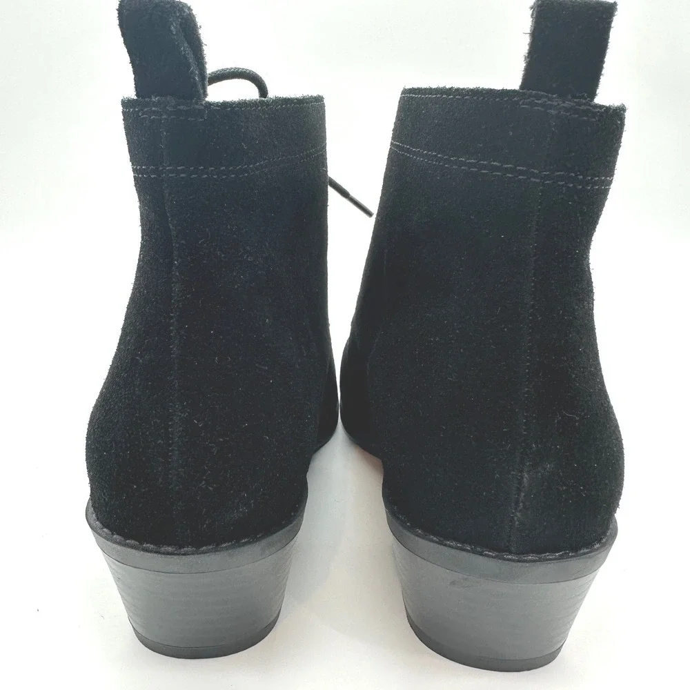 Vionic Andi Black Suede Lace Up‎ Ankle Booties Women's Size 7.5